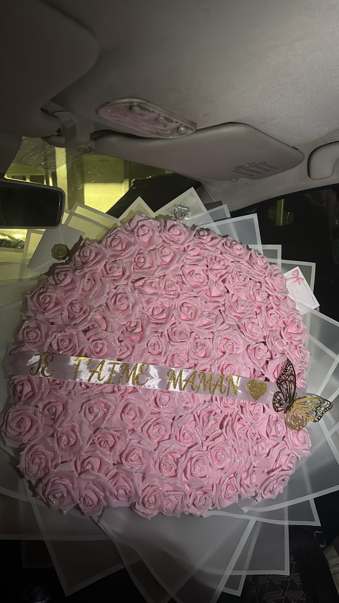 BOUQUET ROSE ROSE PAILLETÉ UNI