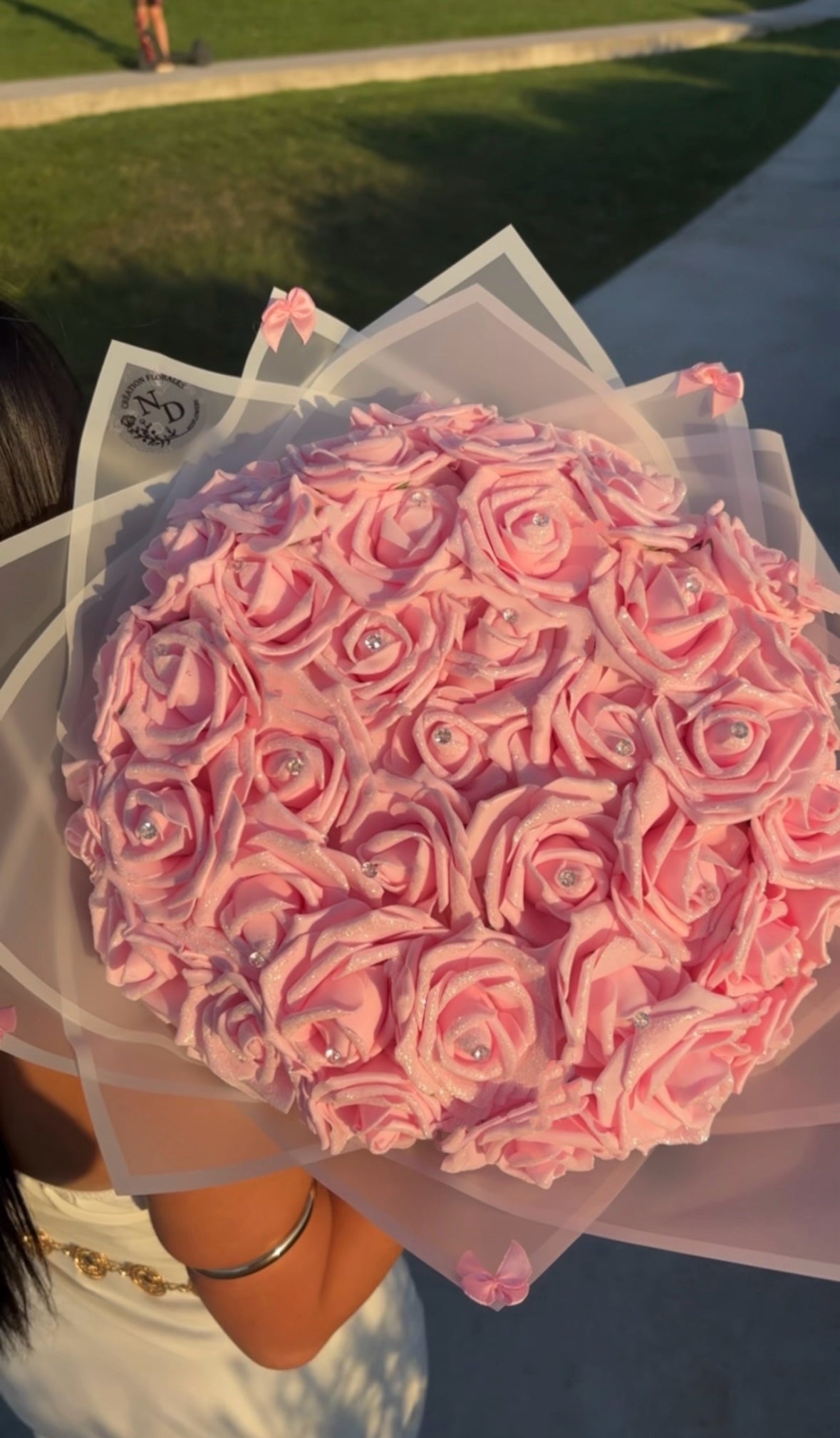 BOUQUET ROSE ROSE PAILLETÉ UNI